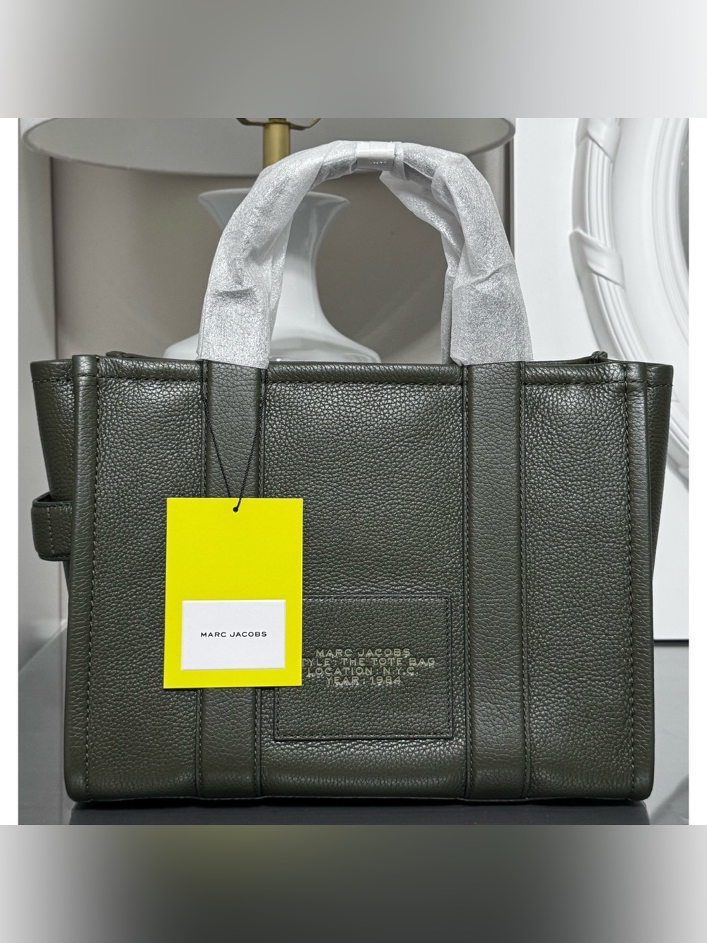 MARC JACOBS Medium Leather Tote Bag, FOREST GREEN - Picture 3 of 14